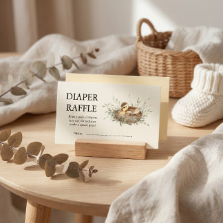 Minimalist Watercolor Duckling Diaper Raffle Ticke Visitkort