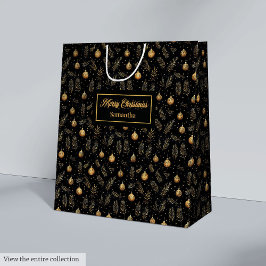 Minimalist watercolor gold and black holiday bag