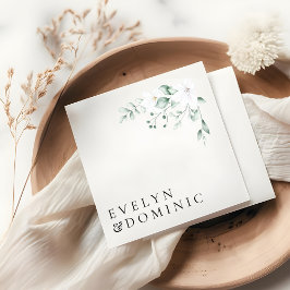 Minimalist Watercolor Greenery Foliage Wedding Pappersservett