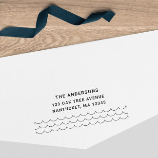 Minimalist Waves Family Name Return Address Självfärgande Stämpel