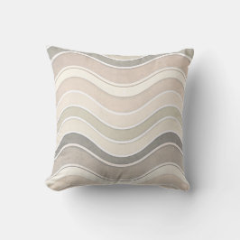 Minimalist Wavy Beige Throw Modern Abstract Kudde