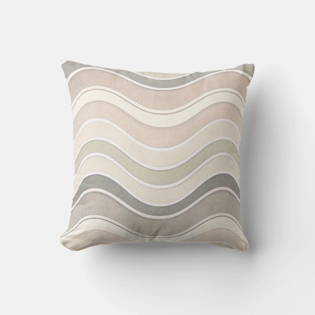 Minimalist Wavy Beige Throw Modern Abstract Kudde (Framsida)