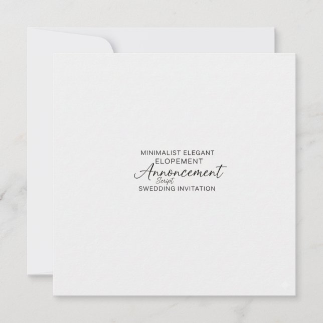Minimalist We Eloped Script Photo Announcement Inv (Framsida)