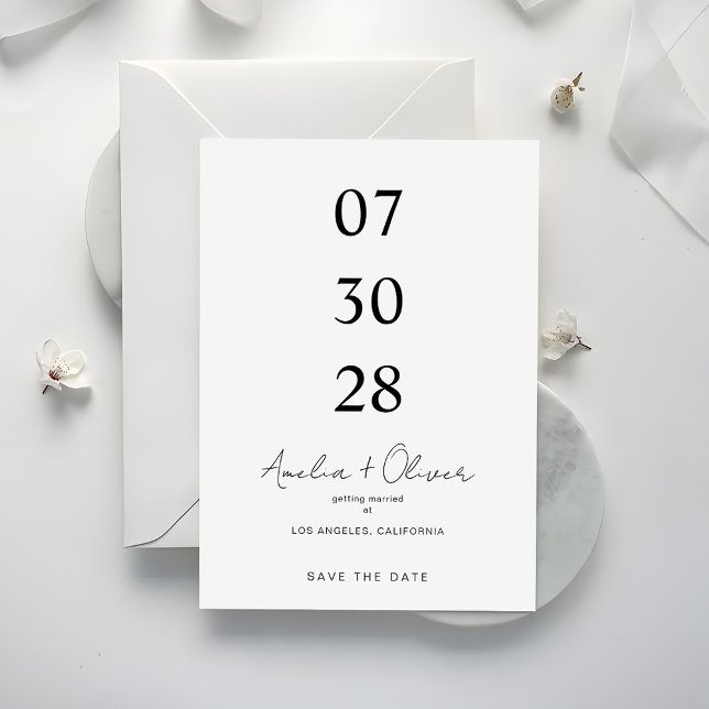 Minimalist Wedding Announcement Script Typography Spara Datumet (Skapare uppladdad)