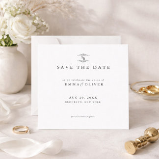 Minimalist Wedding black & white Save the Date  Spara Datumet