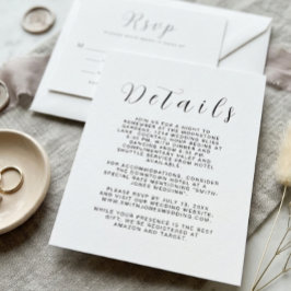 Minimalist Wedding Details Card