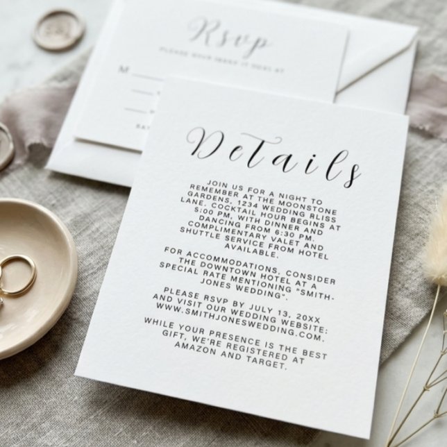 Minimalist Wedding Details Card (Skapare uppladdad)