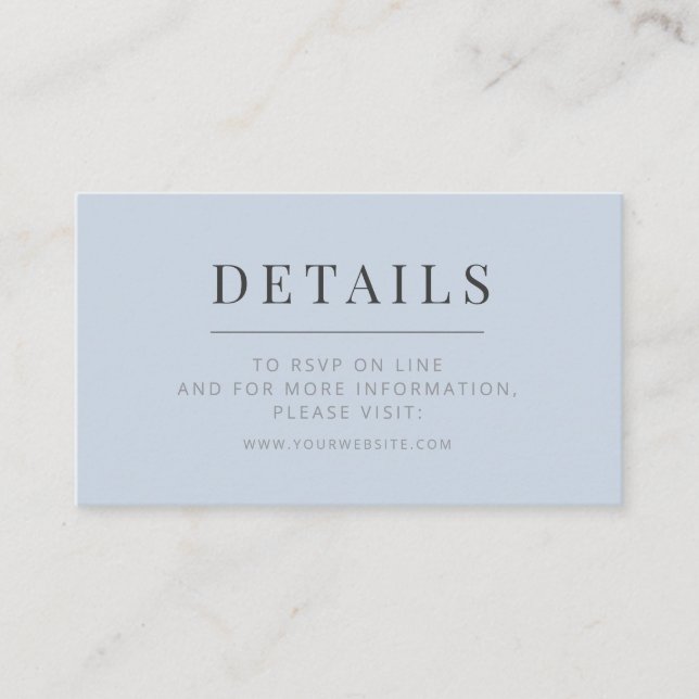 Minimalist Wedding Details Card | Dusky Blue Tilläggskort (Framsida)