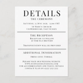 Minimalist Wedding Details Card | Elegant Editable Rådkort