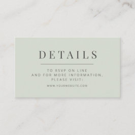 Minimalist Wedding Details Card | Pale Sage Tilläggskort