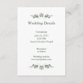 Minimalist Wedding Details Card Sage Green Tilläggskort