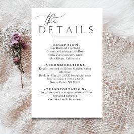 Minimalist Wedding Details Enclosure card Tilläggskort