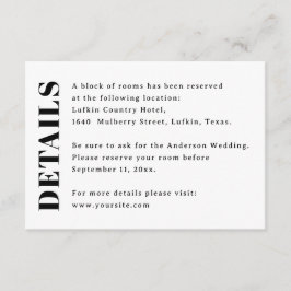 Minimalist Wedding Details | Hotel & Accommodation Tilläggskort