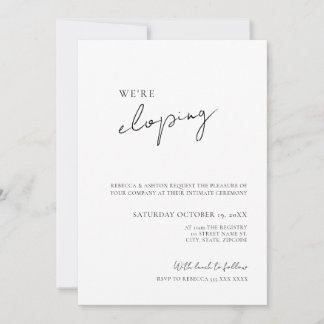 Minimalist Wedding Elopement Invitation Inbjudningar