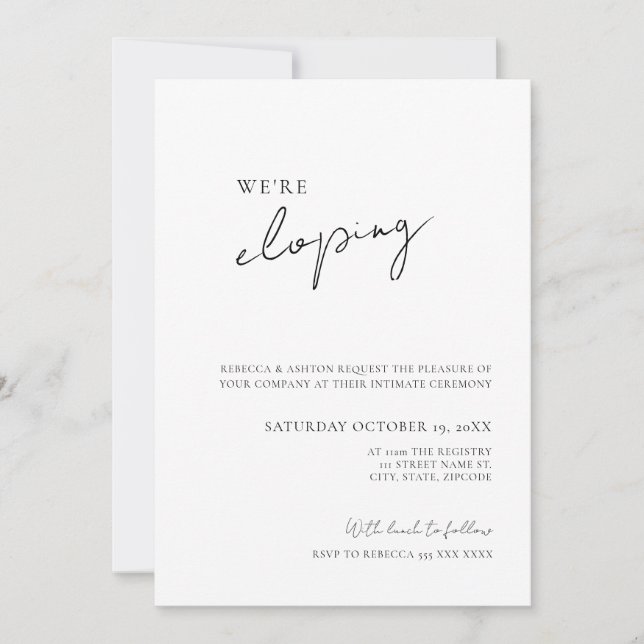 Minimalist Wedding Elopement Invitation Inbjudningar (Framsida)