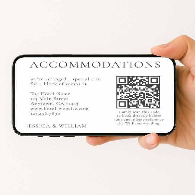 Minimalist Wedding Hotel Accommodation QR Code Kort (Skapare uppladdad)