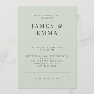 Minimalist Wedding Invitation Pale Sage Inbjudningar