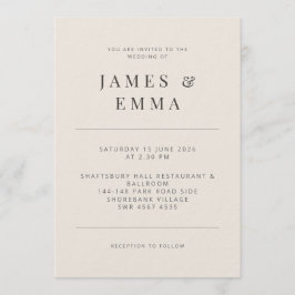 Minimalist Wedding Invitation Soft Beige Inbjudningar