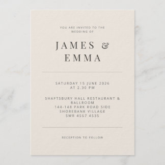 Minimalist Wedding Invitation Soft Beige Inbjudningar