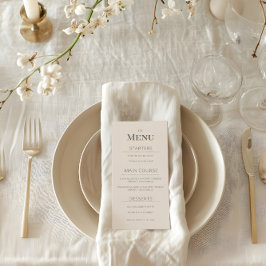 Minimalist Wedding Menu Soft Latte Meny