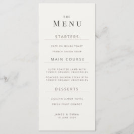 Minimalist Wedding Menu | Warm White Meny