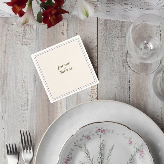 Minimalist Wedding Napkin with Names Pappersservett (Skapare uppladdad)
