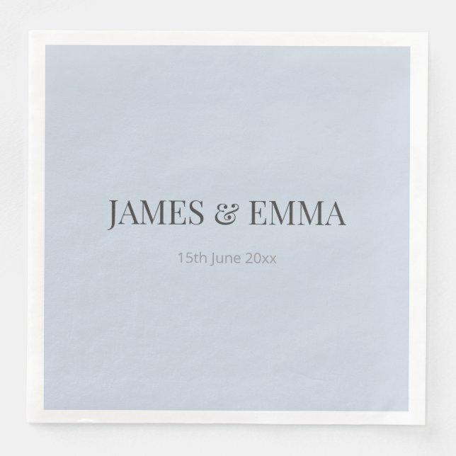 Minimalist Wedding Napkins | Dusky Blue Pappersservett (Framsida)