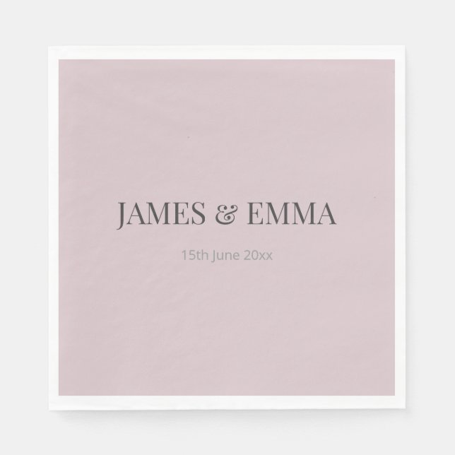Minimalist Wedding Napkins | Dusky Rose Pappersservett (Framsidan)