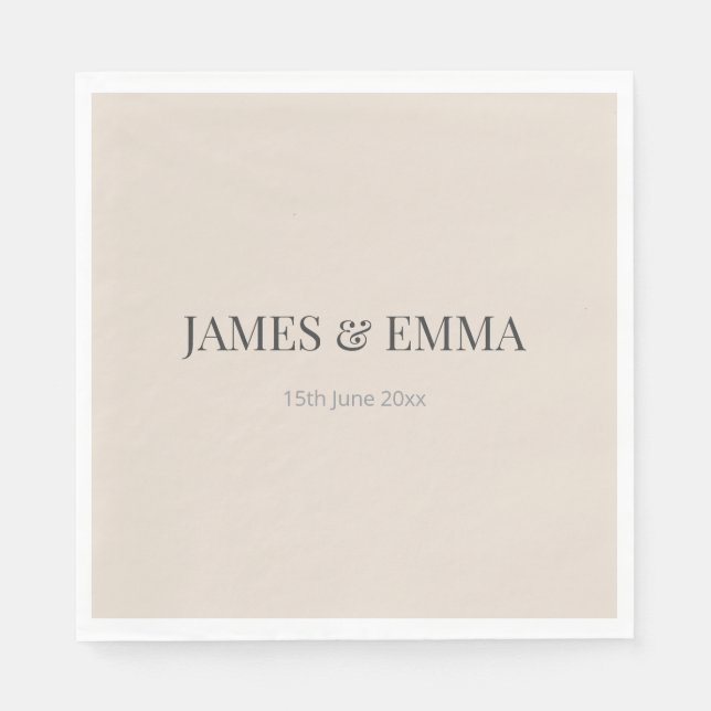 Minimalist Wedding Napkins | Soft Latte Pappersservett (Framsidan)