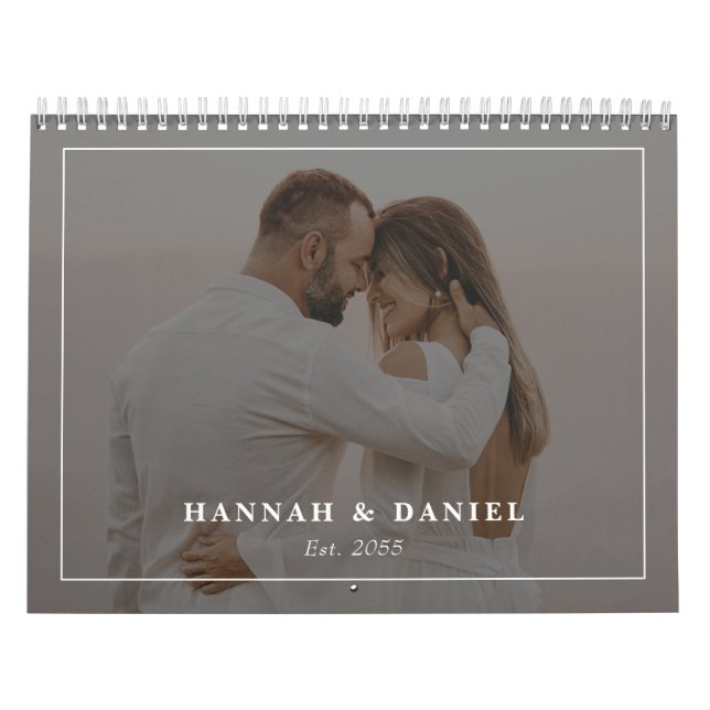 Minimalist Wedding Newlyweds Photo Collage 2026 Kalender (Omslag)