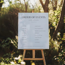 Minimalist Wedding Order of Events Dusky Blue Poster