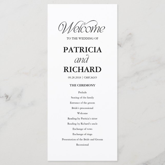 Minimalist Wedding Order of Service Program (Framsida)