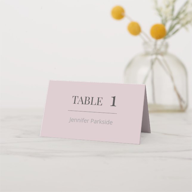 Minimalist Wedding Place Cards | Dusky Rose Placeringskort (Framsida)