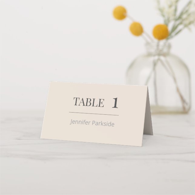 Minimalist Wedding Place Cards Soft Latte Placeringskort (Framsida)