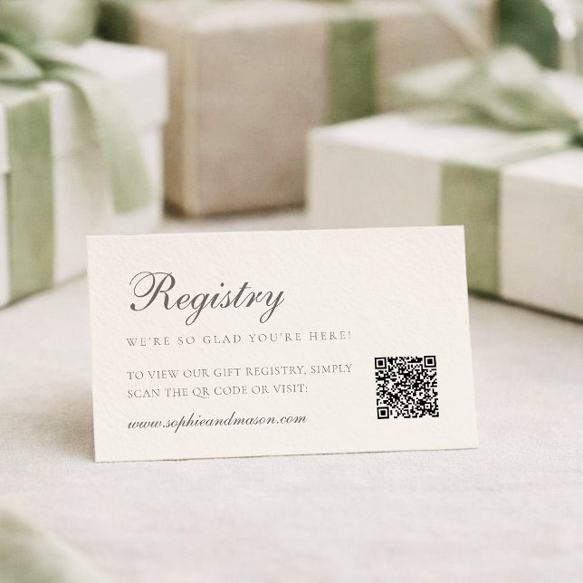 Minimalist Wedding Registry Card with QR Code Tilläggskort (Skapare uppladdad)