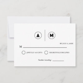 Minimalist Wedding RSVP Card | Simple Black &White Inbjudningar