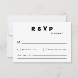 Minimalist Wedding RSVP Card | Simple Black &White Inbjudningar