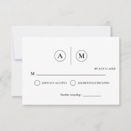 Minimalist Wedding RSVP Card | Simple Black &White Inbjudningar