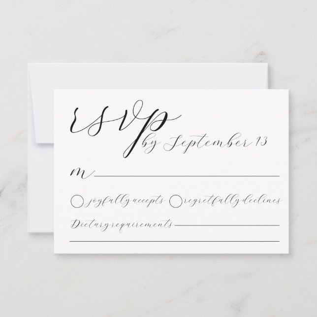 Minimalist Wedding RSVP Card | Simple Black &White Inbjudningar (Framsida)
