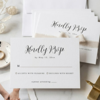  Minimalist Wedding RSVP Response Card OSA Kort