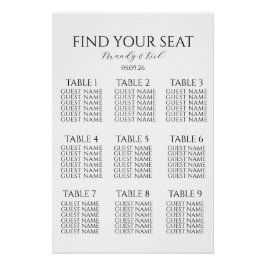 Minimalist Wedding Seating Chart | Custom Modern  Perfect Poster