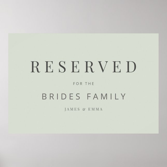 Minimalist Wedding Sign Pale Sage Poster (Framsidan)