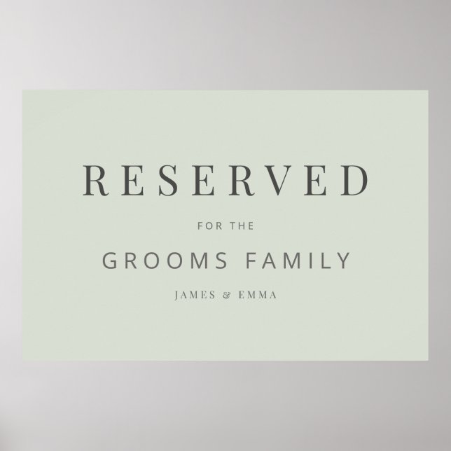 Minimalist Wedding Sign Pale Sage Poster (Framsidan)
