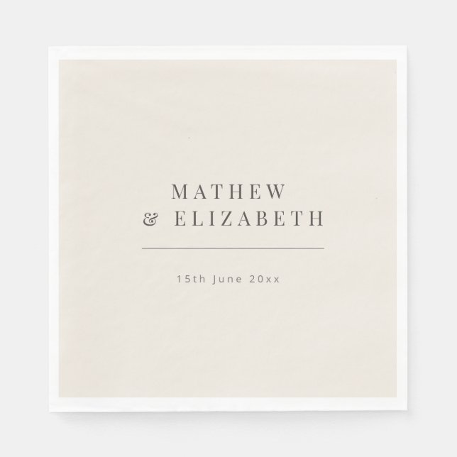 Minimalist Wedding Soft Beige Pappersservett (Framsidan)