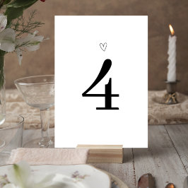 Minimalist Wedding Table Number Card with Heart Bordsnummer