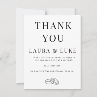 Minimalist Wedding Thank You Card | Editable Tack Kort