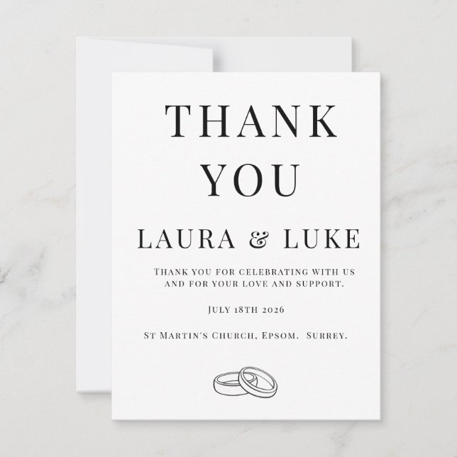 Minimalist Wedding Thank You Card | Editable Tack Kort (Framsida)