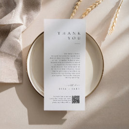 Minimalist Wedding Thank You Note with QR Code Meny