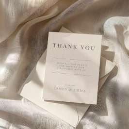 Minimalist Wedding Thank You Soft Latte Tack Kort