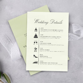 Minimalist Wedding Timeline QR Code Details Green Tilläggskort